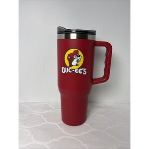 Buc-ee's Yukon Outfitters 40 oz Red Travel Handle Tumbler Mug w/ Slider Lid  EUC